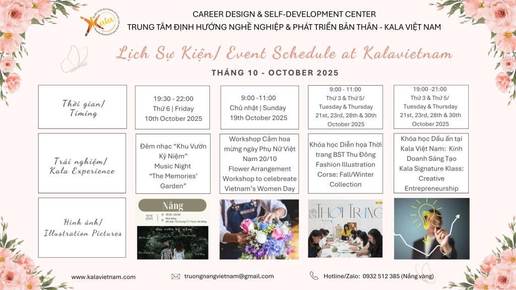 Lịch Sự kiện Tháng 10 tại KALA Việt Nam&nbsp;🌸